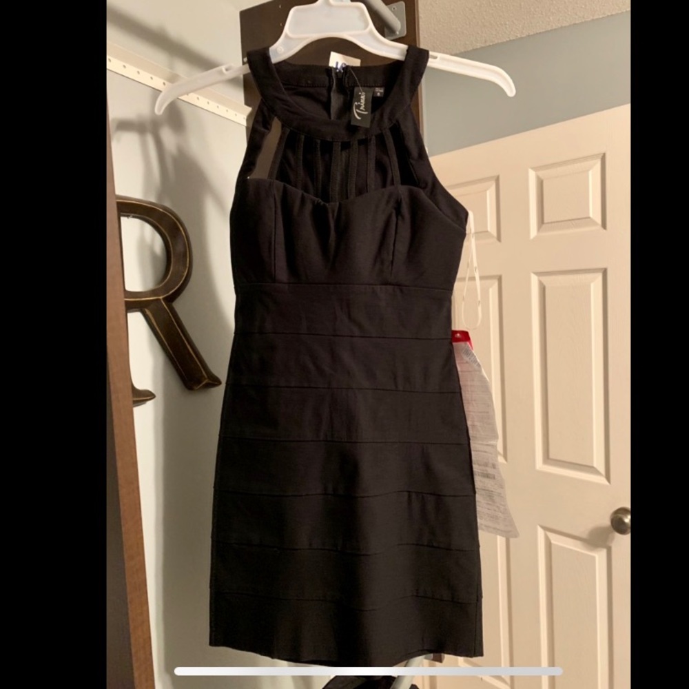 Black cut out body con dress